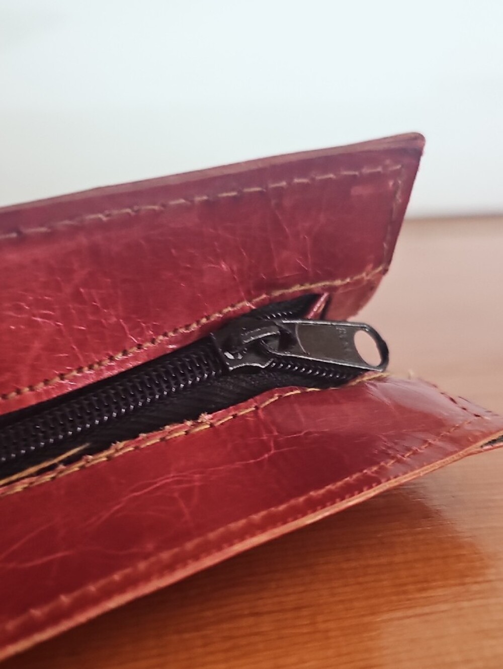 Handcrafted Elephant Embossed Leather Clutch - Burgundy & Black - Picture 3 of 5